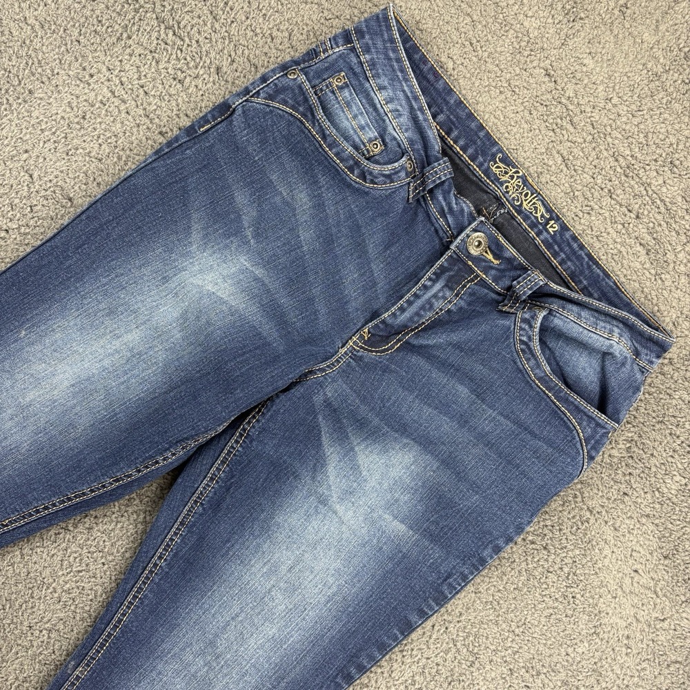 Revolt Jeans Women 12 (30x28) Midrise Dark Wash‎ Blue Denim